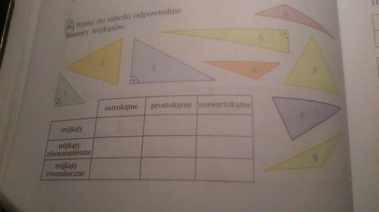 Wpisz Do Tabelki Odpowiednie Numery Katow