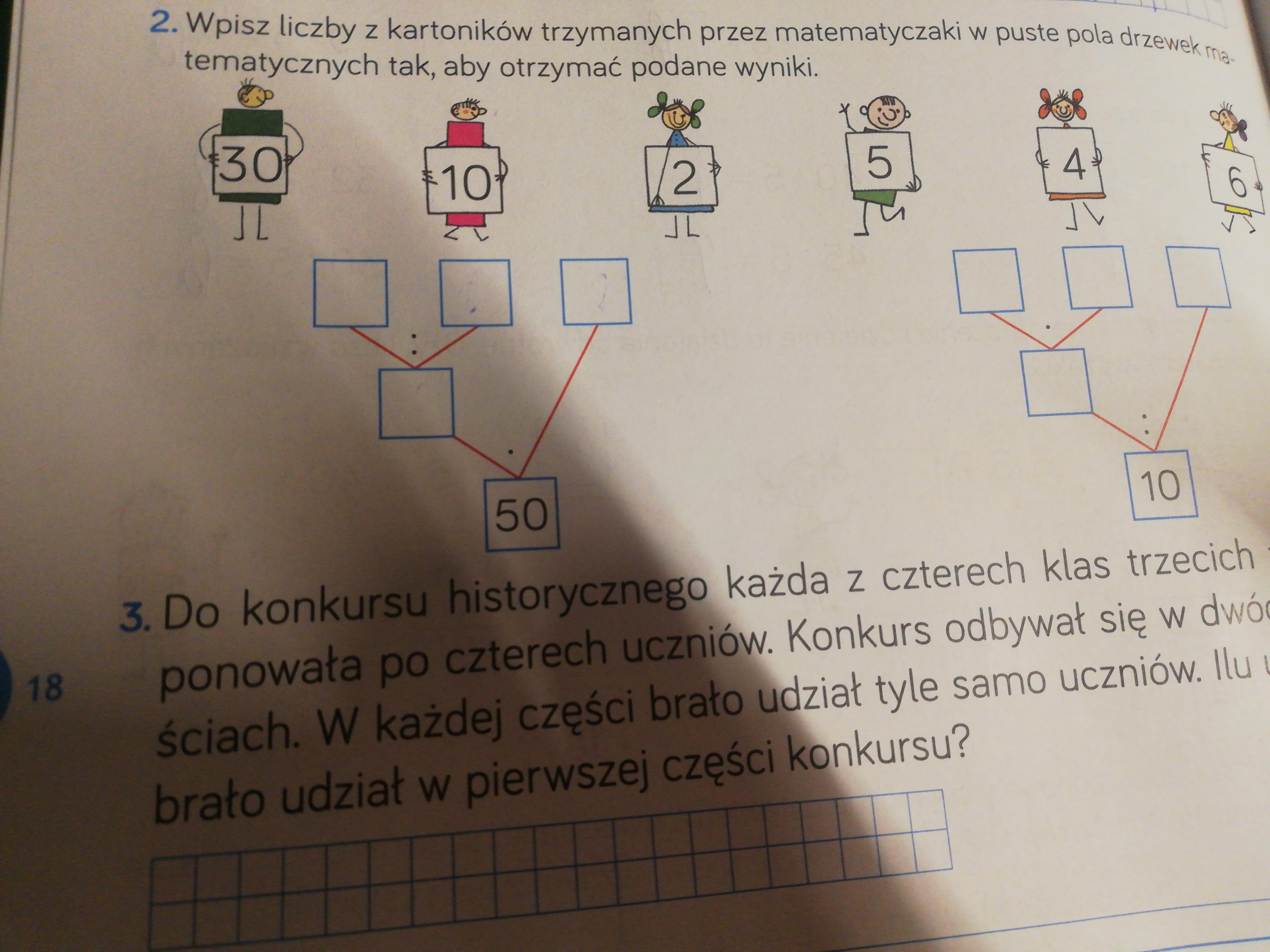 Wpisz liczby z kartoników trzymanych przez matematyczaki w puste pola Wpisz Taką Liczbę Aby Rozwiązaniem Równania Była Liczba 2