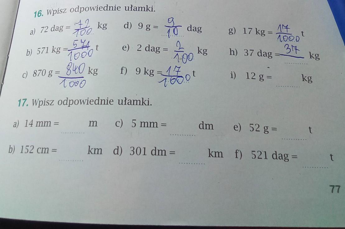 Wpisz Odpowiednie Ułamki 6 Cm M