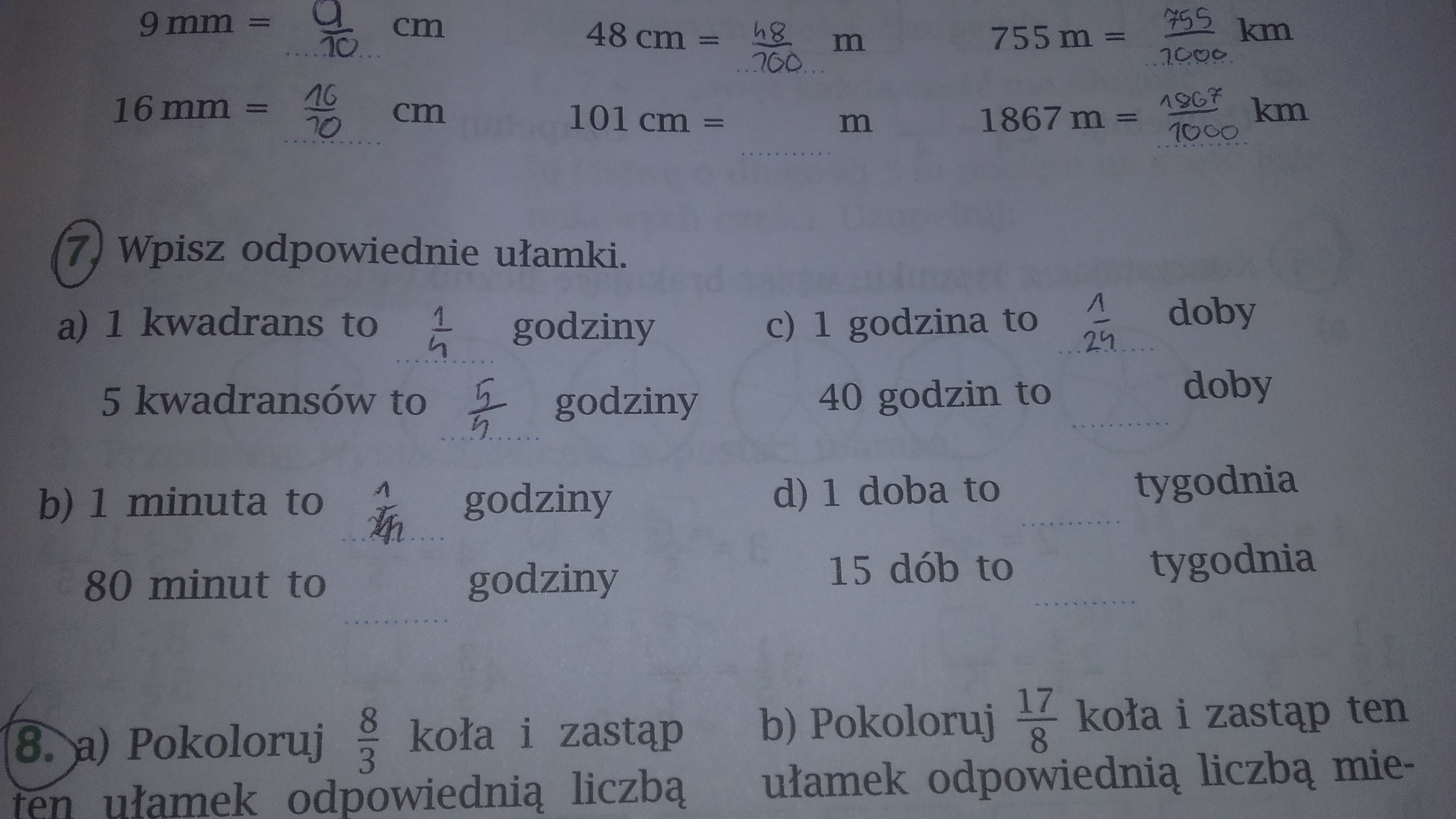 Wpisz Odpowiednie Ułamki Klasa 4