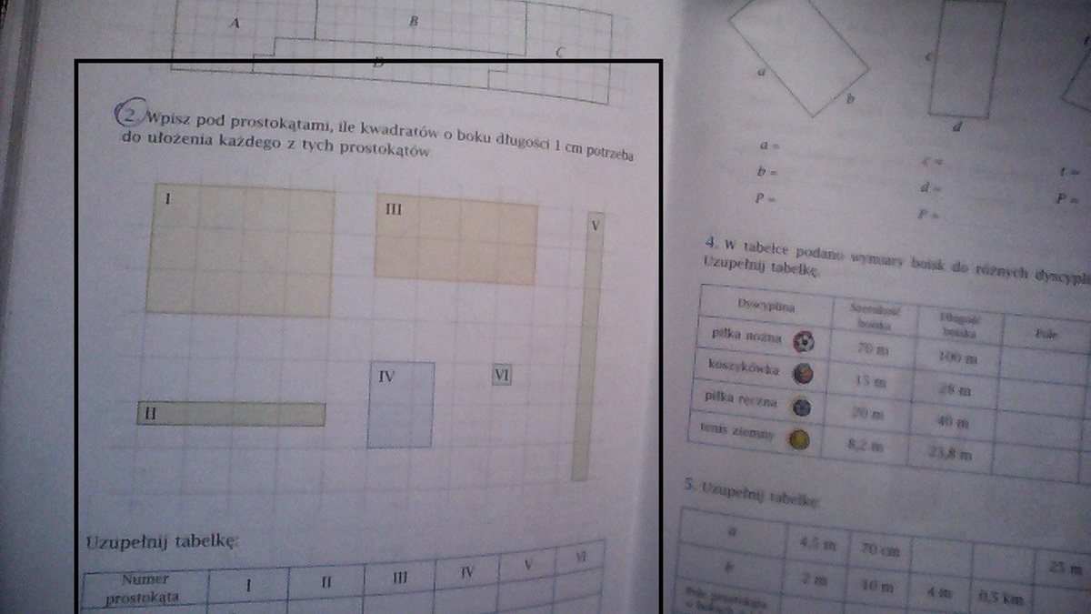 Wpisz Pod Prostokatami Ile Kwadratow O Boku Dlugosci 1 Cm