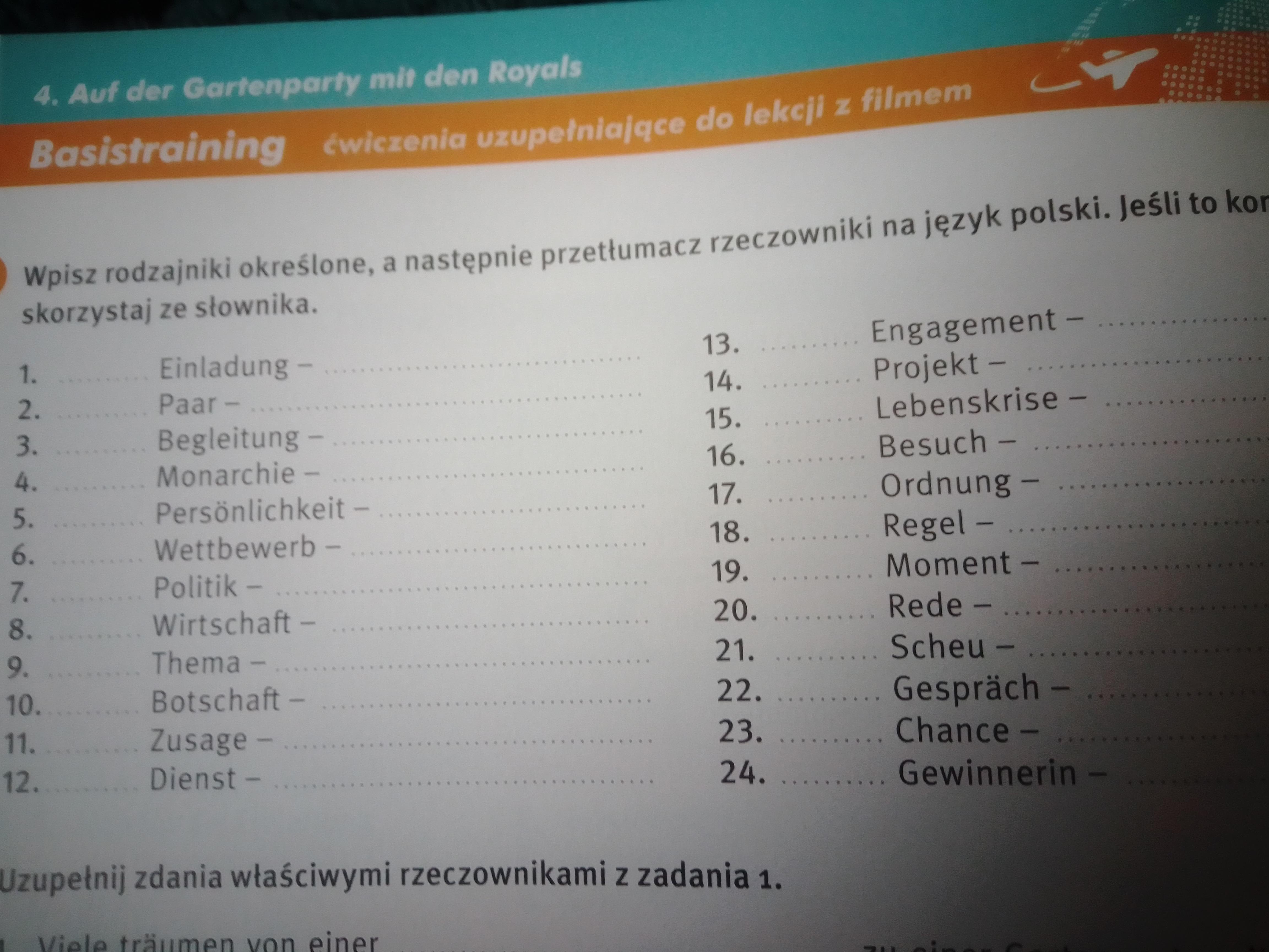 Wpisz rodzajniki określone i przetłumacz rzeczowniki na język polski Uzupełnij Rodzajniki I Rzeczowniki Brakującymi Samogłoskami