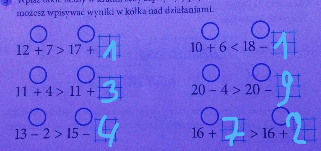 Wpisz takie liczby w kratki, żeby zapisy były poprawne. Aby sobie pomóc Wpisz Takie Cyfry W Kratki Aby Dzialania Byly Poprawne