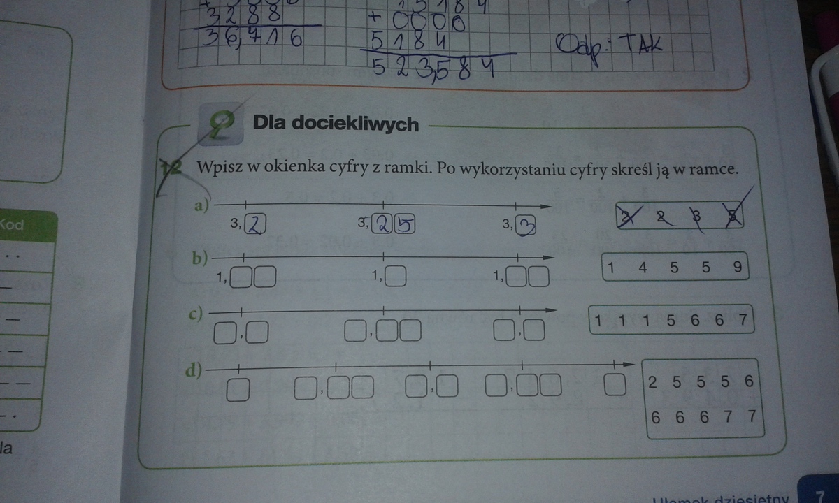 wpisz w okienka cyfry z ramki po wykorzystaniu cyfry skreśl ją w ramce Wpisz W Diagram Cyfry Które Otrzymasz Rozwiązując Zadania Matematyczne