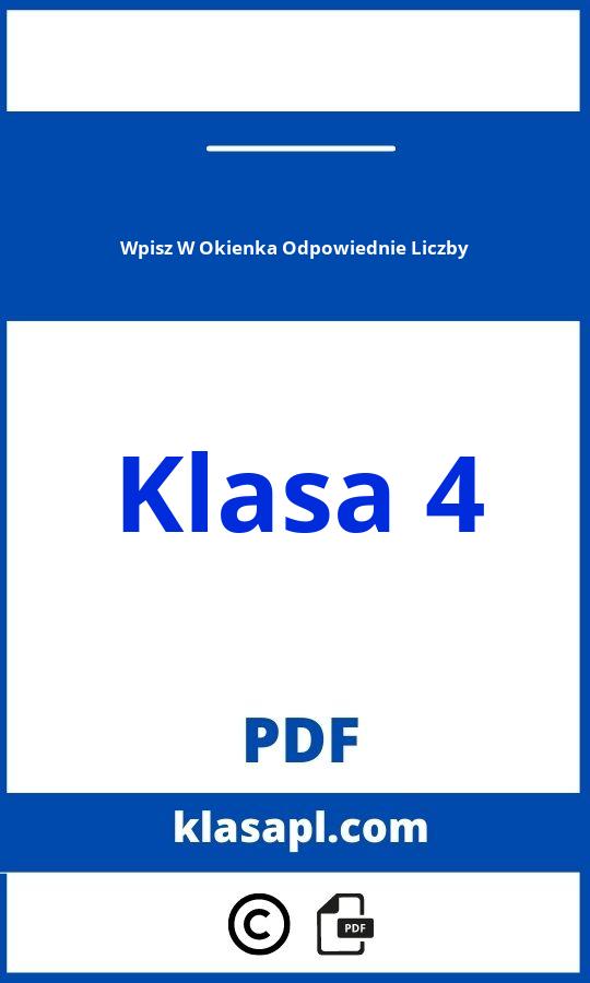 Wpisz W Okienka Odpowiednie Liczby Klasa 4