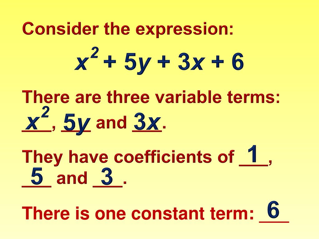 What Are The Terms In The Expression 6x 5y 3