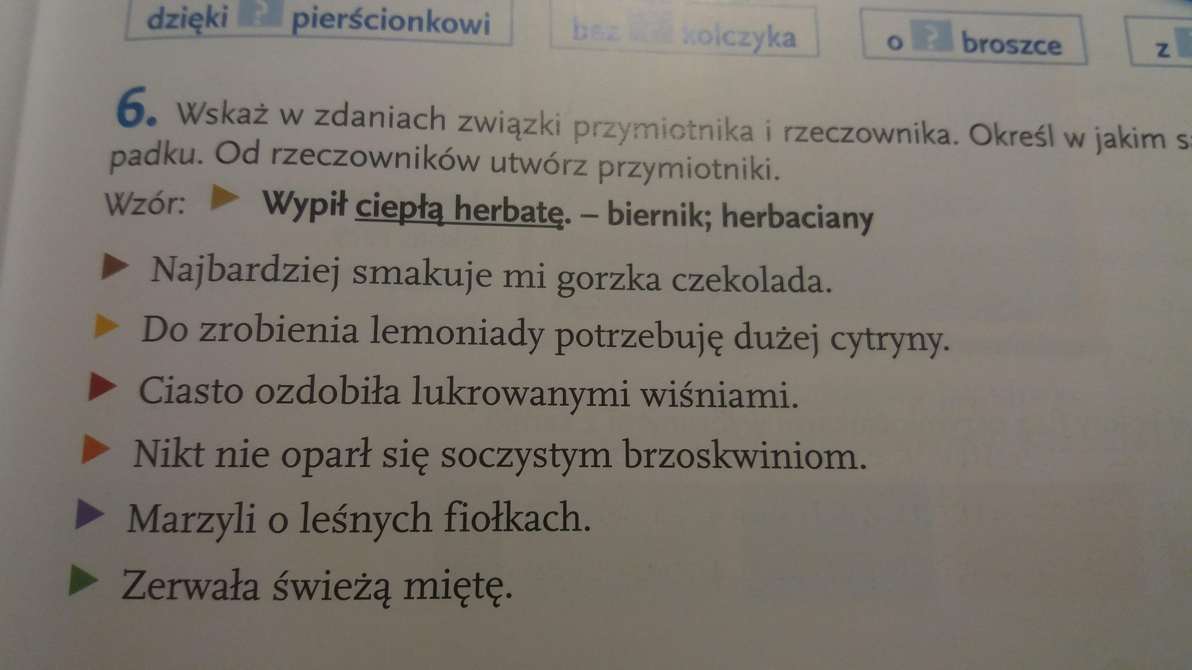 Wskaż w zdaniach związki przymiotnika i rzeczownika. Określ w jakim są Utworz Zdrobnienia Od Rzeczownikow I Ich Okreslen Popatrz Na Przyklad