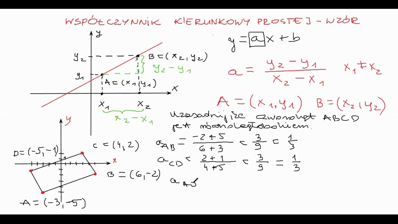 Współczynnik kierunkowy prostej - wzór - YouTube Jak Obliczyc Wsplczynnik Kierunkowy Prostej