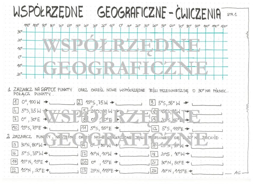 Wsplrzedne Geograficzne Cwiczenia Klasa 6