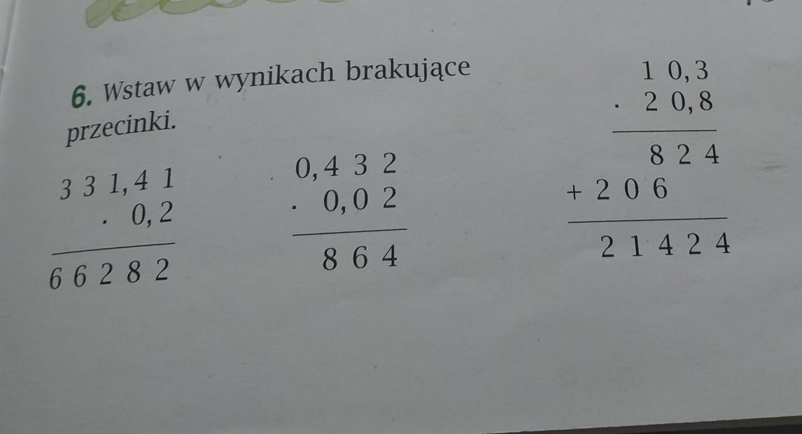 Wstaw W Wynikach Brakujące Przecinki