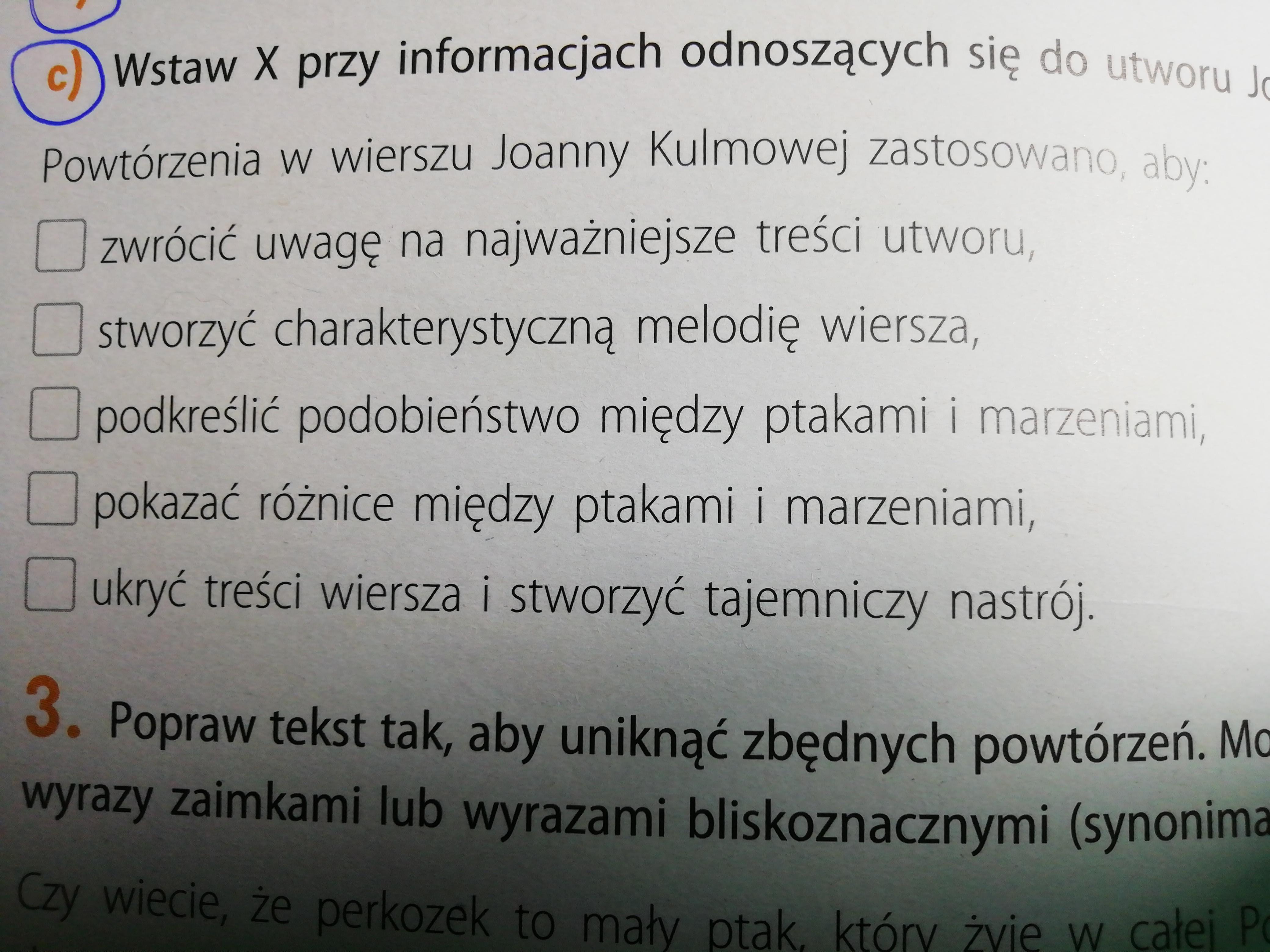 Wstaw x przy informacjach odnoszcych się do utworu Joanny Kulmowej Wstaw X Przy Informacjach Dotyczących Obu Tekstów Z ćwiczenia 2