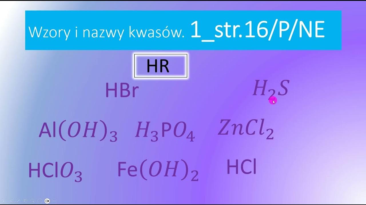 Wybierz wzory sumaryczne kwasów CuO HBr CaCO3 H2S Al(OH)3 H3PO4 ZnCl2 Wybierz Wzory