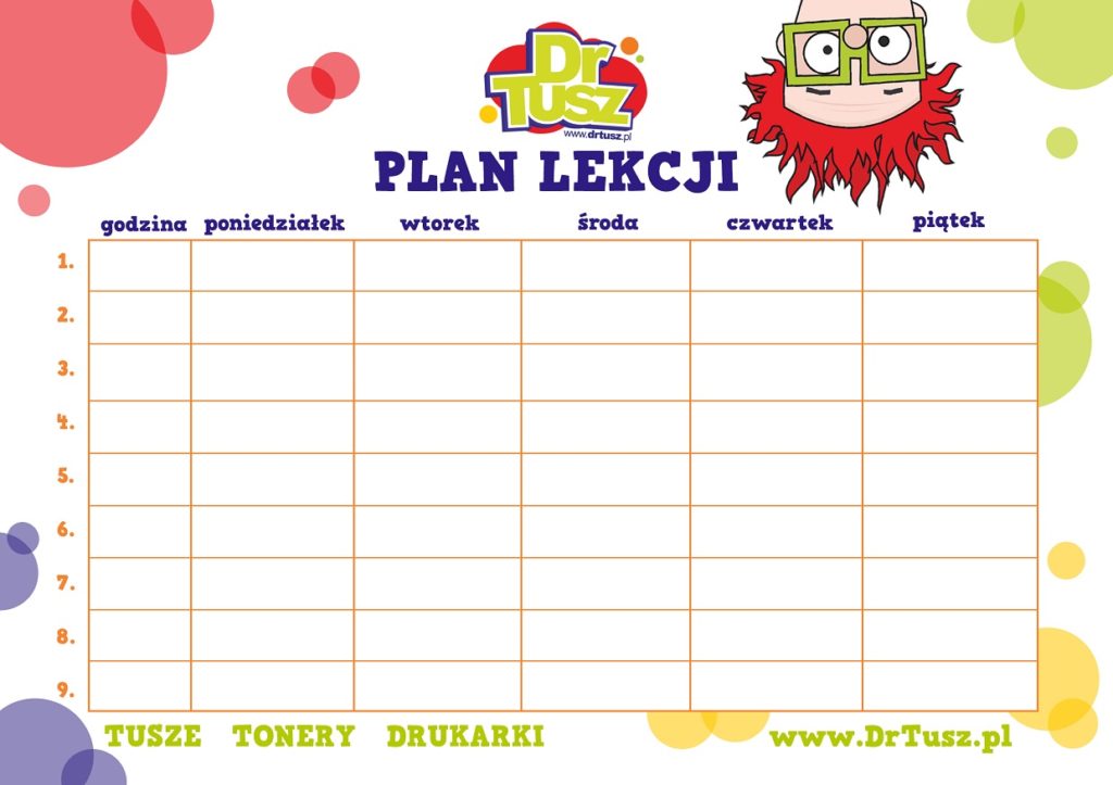 Plan Lekcji Do Wydrukowania Dla Chłopaka
