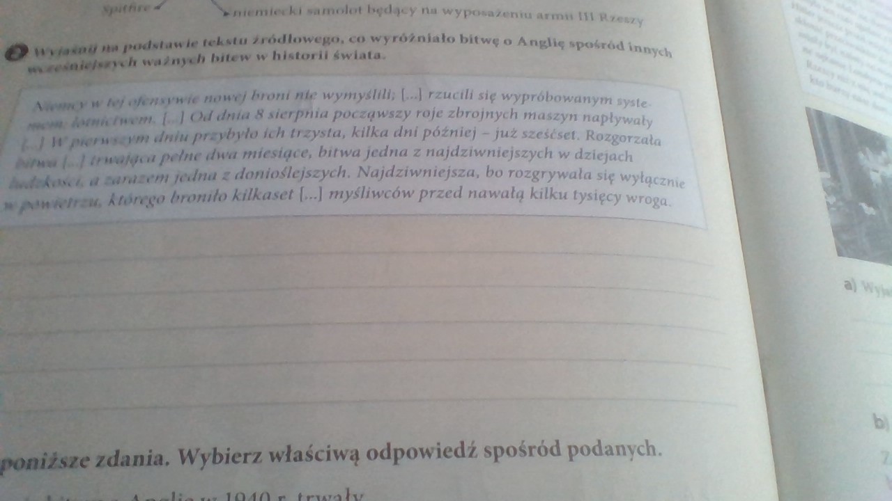 Wyjasnij Na Podstawie Tekstu Zrodlowego Co Wyroznialo Bitwe O Anglie