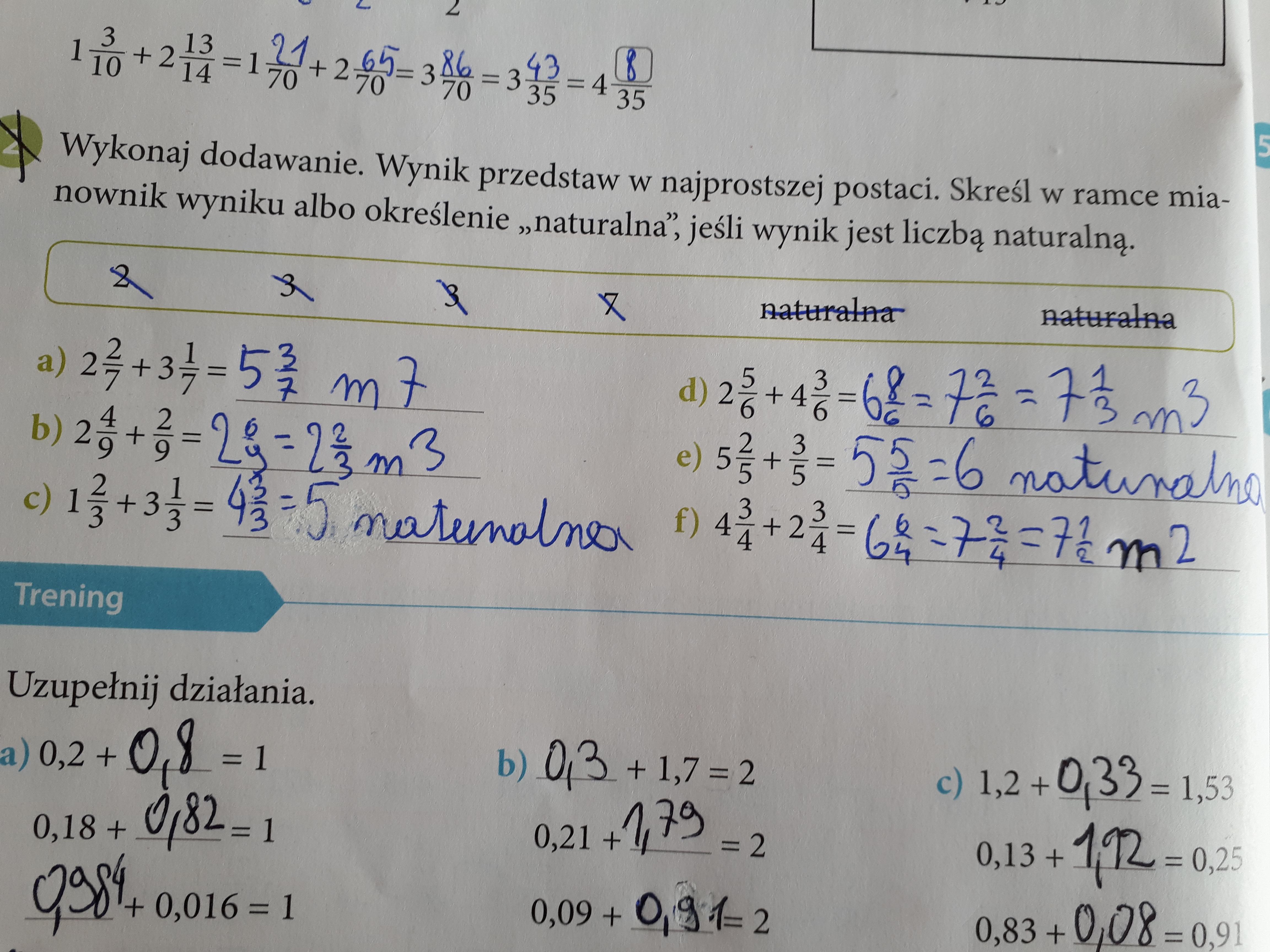 Wykonaj Dodawanie Wynik Przedstaw W Najprostszej Postaci Skreśl W Ramce Wykonaj Działania Wynik Przedstaw W Jak Najprostszej Postaci