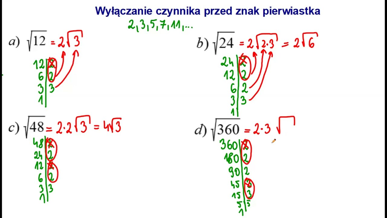 Jak Wylaczyc Czynnik Przed Znak Pierwiastka
