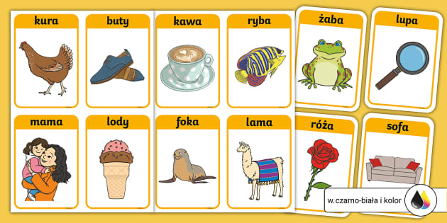 Wyrazy dwusylabowe karty z obrazkami - fiszki (teacher made) Wyrazy Z Dwoma Takimi Samymi Literami Obok Siebie