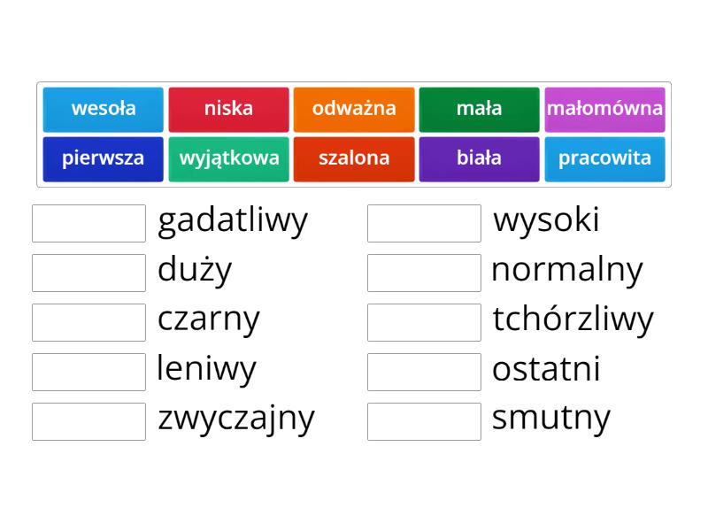 Dopisz Wyrazy O Znaczeniu Przeciwstawnym
