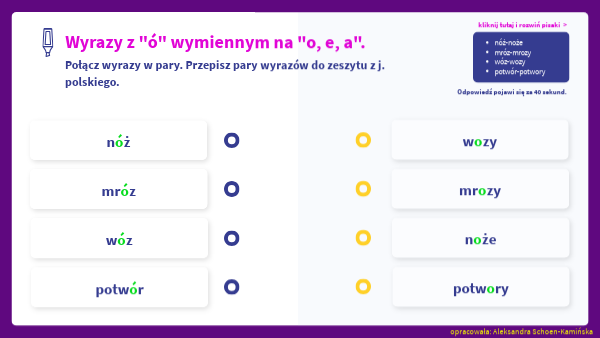 Wyrazy Z O Wymiennym Na O A E