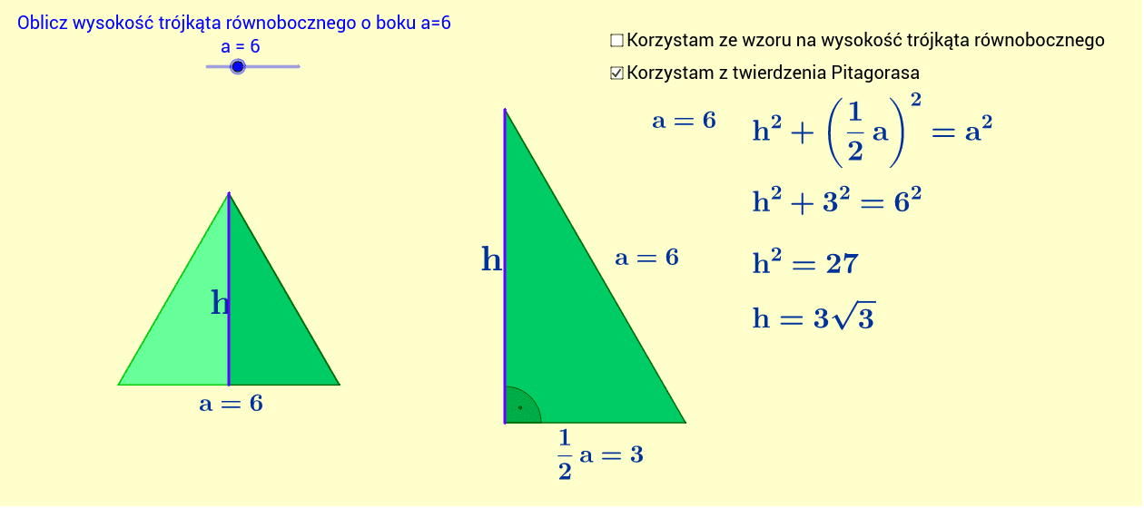 Wysokość trójkąta równobocznego – GeoGebra Wzr Na Wysokosc W Trjkacie Rwnoramiennym