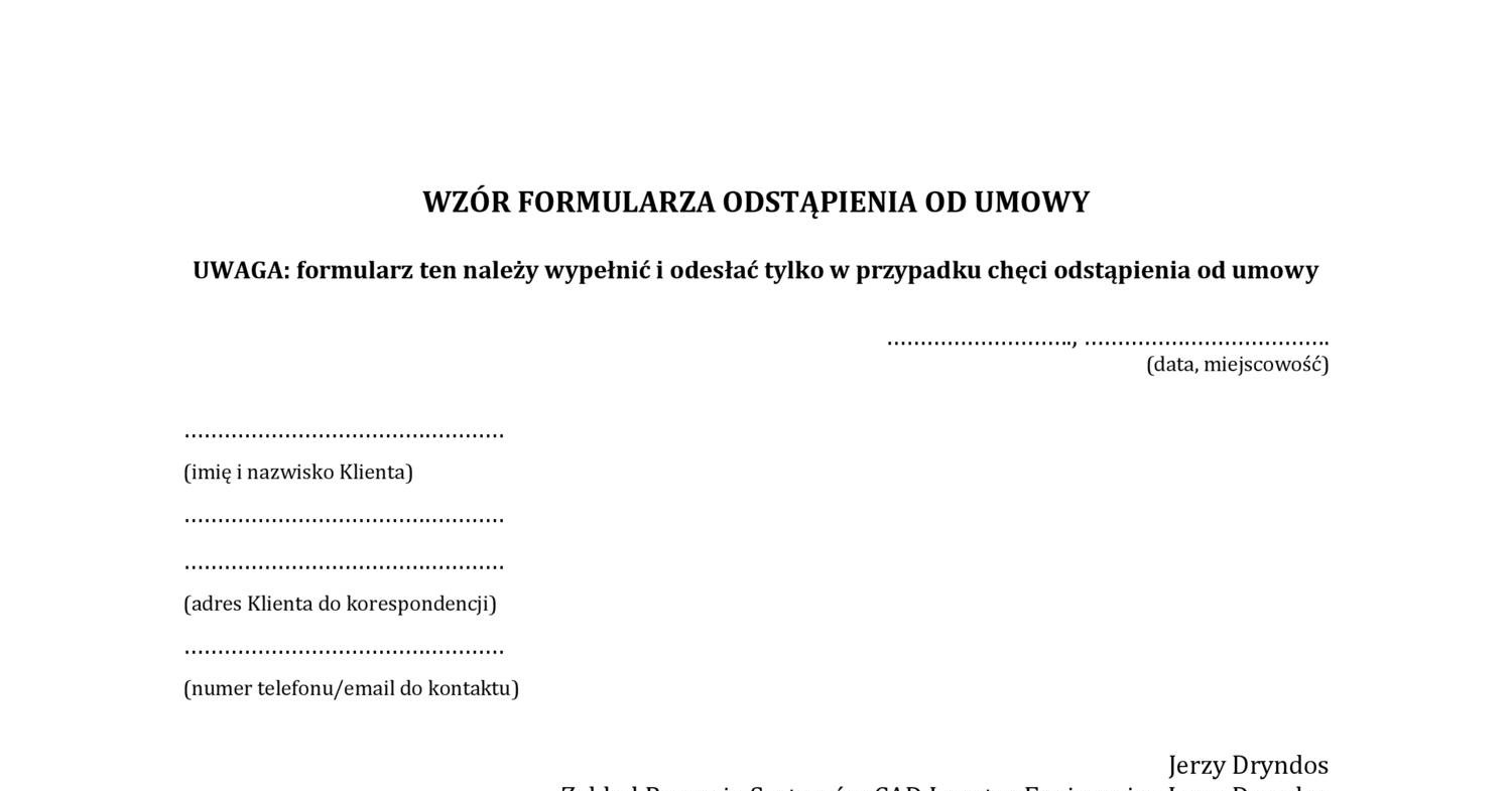 Formularz Odstąpienia Od Umowy Pdf