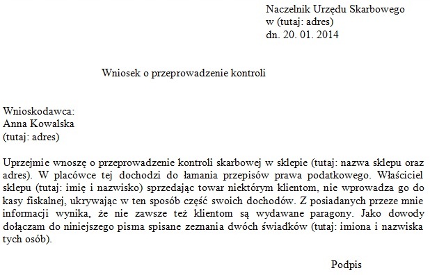 wzór | Portal podatkowy - donos do urzędu skarbowego Anonimowy Wniosek O Udostępnienie Informacji Publicznej