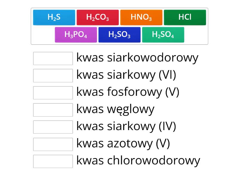 Wzory I Nazwy Kwasów Klasa 8 Kartkówka