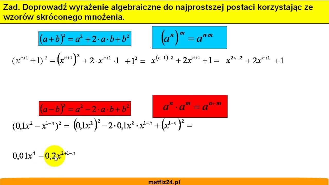 Wzory skróconego mnożenia - Przykłady wykorzystania wzoru - Matfiz24.pl Wzor Skroconego Mnozenia Do Potegi 3