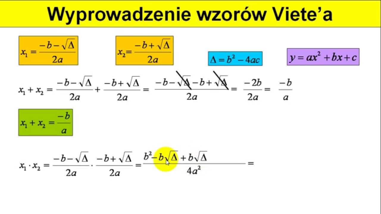 Wzory Vieta - Wyprowadzenie - Matfiz24.pl - YouTube Wzory Viete A X1 X2