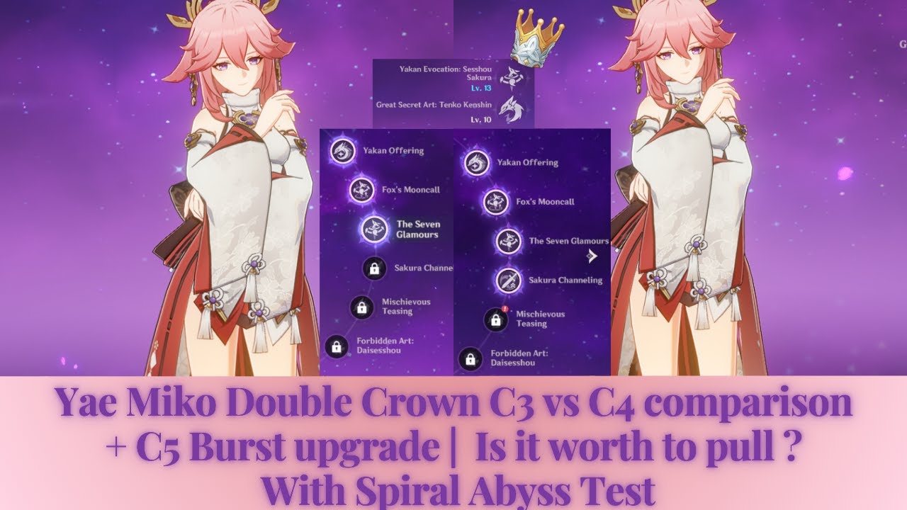 Yae Miko Double Crown C3 vs C4 comparison + C5 Burst upgrade | Is it Niech Będzie Bóg Nasz Pochwalony W świętym Mikołaju