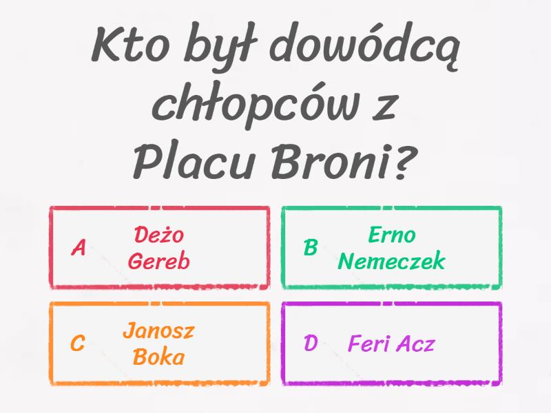 Test Z Lektury Chłopcy Placu Broni