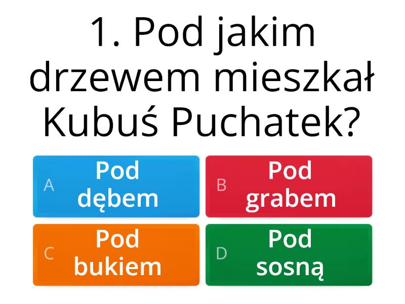 z lektury "Kubuś Puchatek" A.A. Milne - Test Kubuś Puchatek Test Z Odpowiedziami