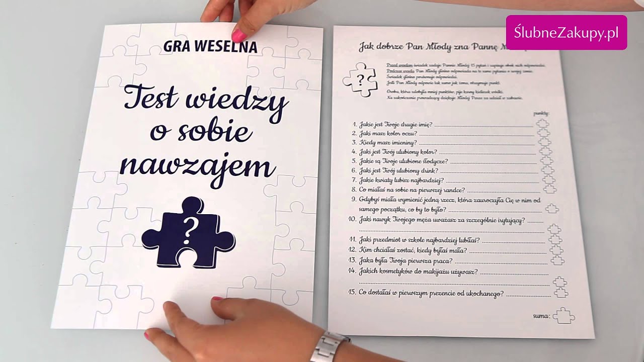 Zabawy weselne - Test wiedzy o sobie nawzajem - SlubneZakupy.pl Pytania Z Wiedzy Ogólnej Dla Dzieci