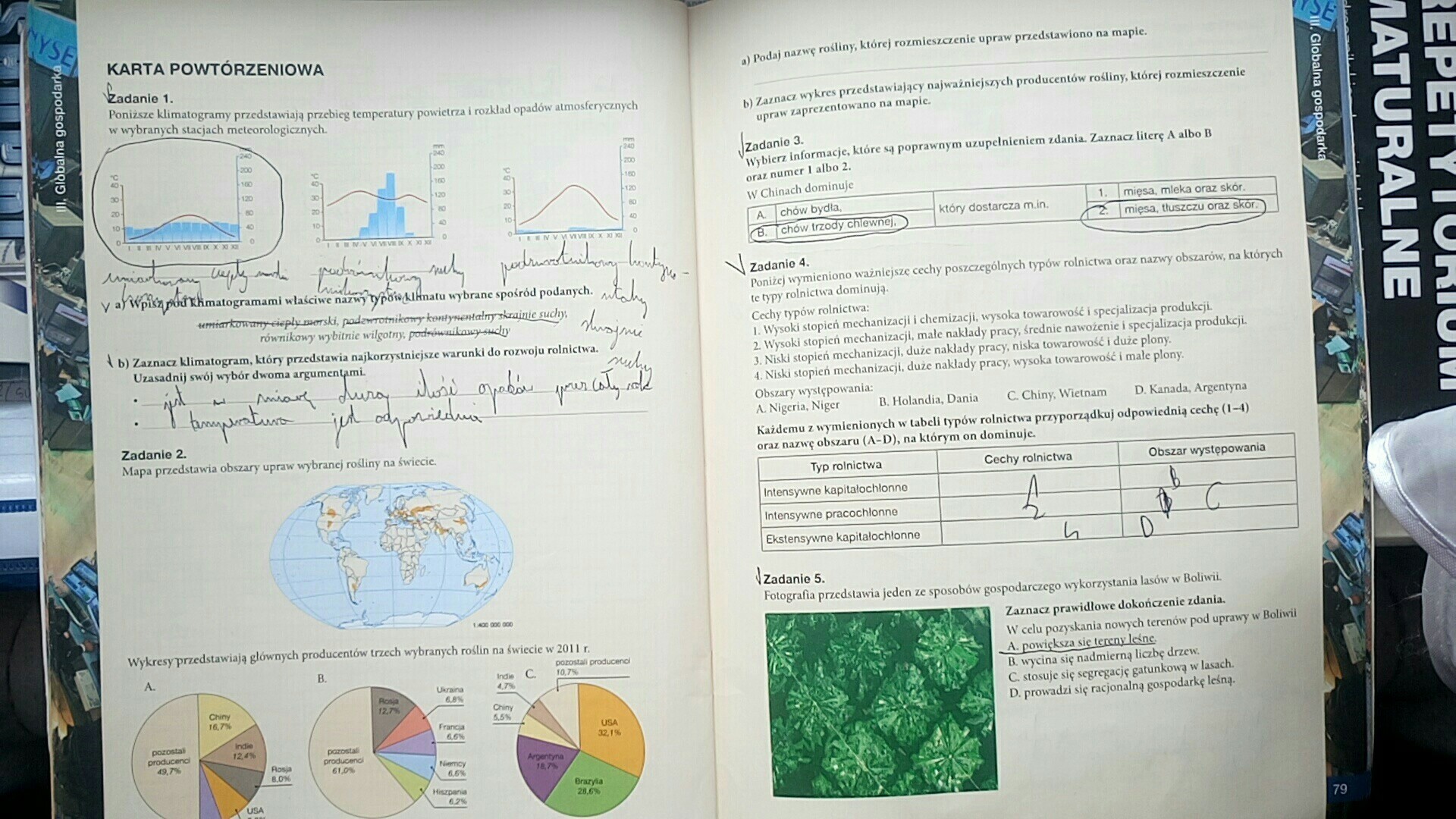 Zad 2 str 78/79 karta pracy oblicza geografii karta powtórzeniowa z Oblicza Geografii Sprawdzian Globalna Gospodarka