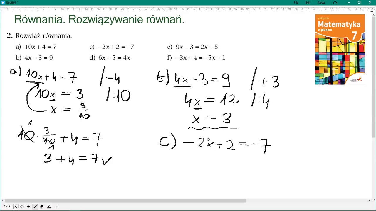 Sprawdzian Matematyka Klasa 7 Rownania
