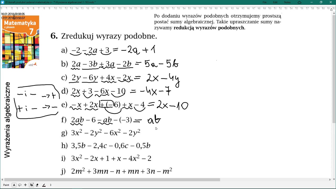 zad. 6 str. 166 WYRAŻENIA ALGEBRAICZNE. Matematyka z plusem 7 - YouTube Wyrażenia Algebraiczne I Równania Sprawdzian Klasa 6