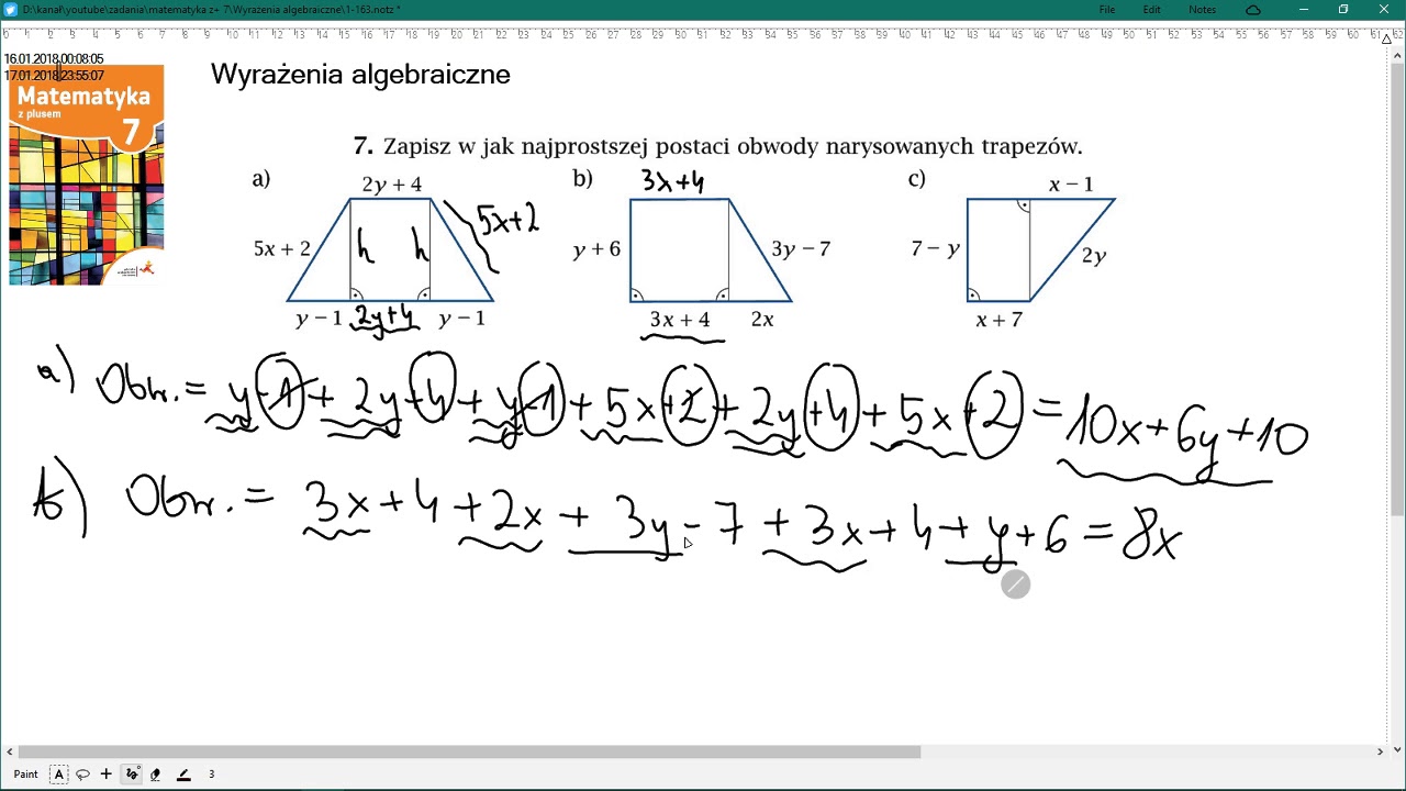 zad. 7 str. 167 WYRAŻENIA ALGEBRAICZNE. Matematyka z plusem 7 - YouTube Test Z Matematyki Wyrażenia Algebraiczne Klasa 7