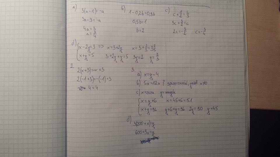 zad.1 Znajdz liczby oznaczone literami: a)3(a-1)=-a b)1-0,2b=0,3b c)c+1 Magda Jest O 6 Kg Lzejsza Od Zuzanny Razem Waza 96 Kg Ile Wazy Zuzanna
