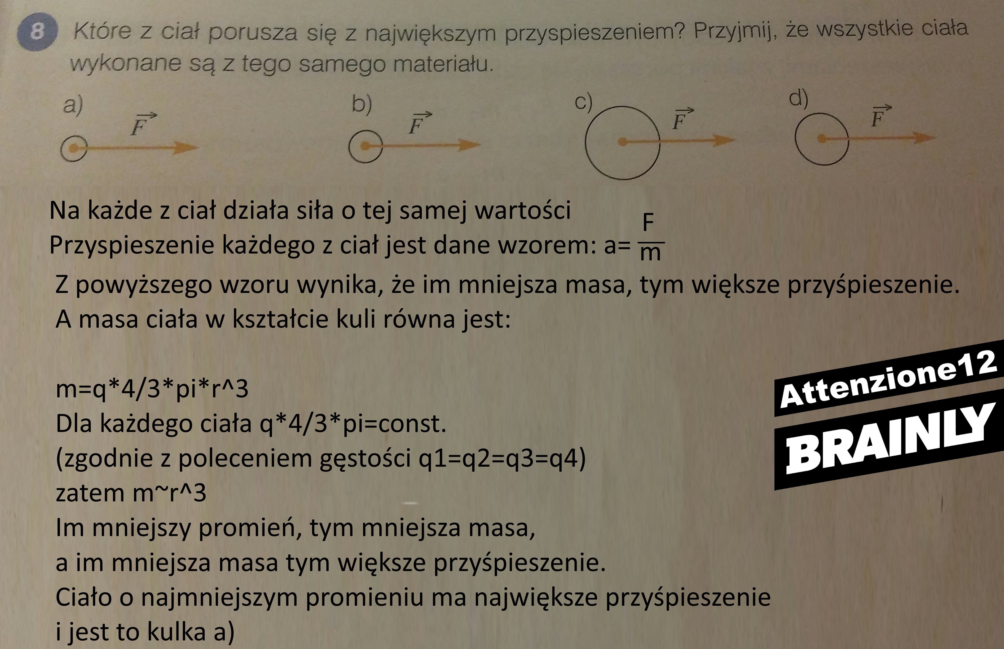 zad.8Które z ciał porusza się z największym przyspieszeniem? Przyjmij Ktore Z Cial Porusza Sie Z Najwiekszym Przyspieszeniem