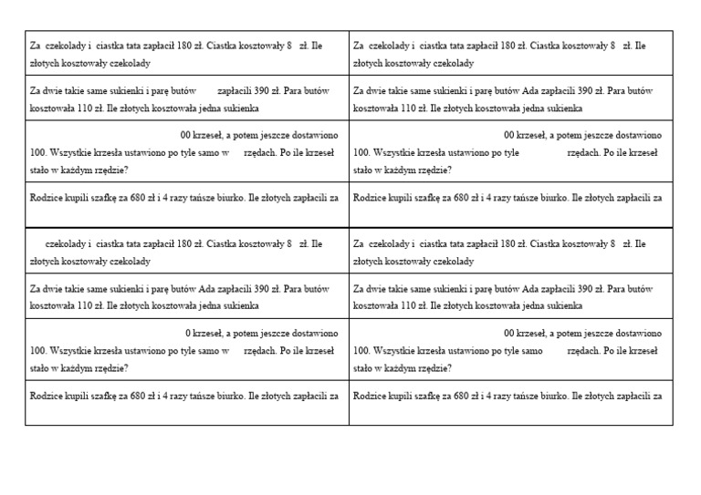 Zadania Tekstowe Klasa 2 Mnozenie I Dzielenie Pdf