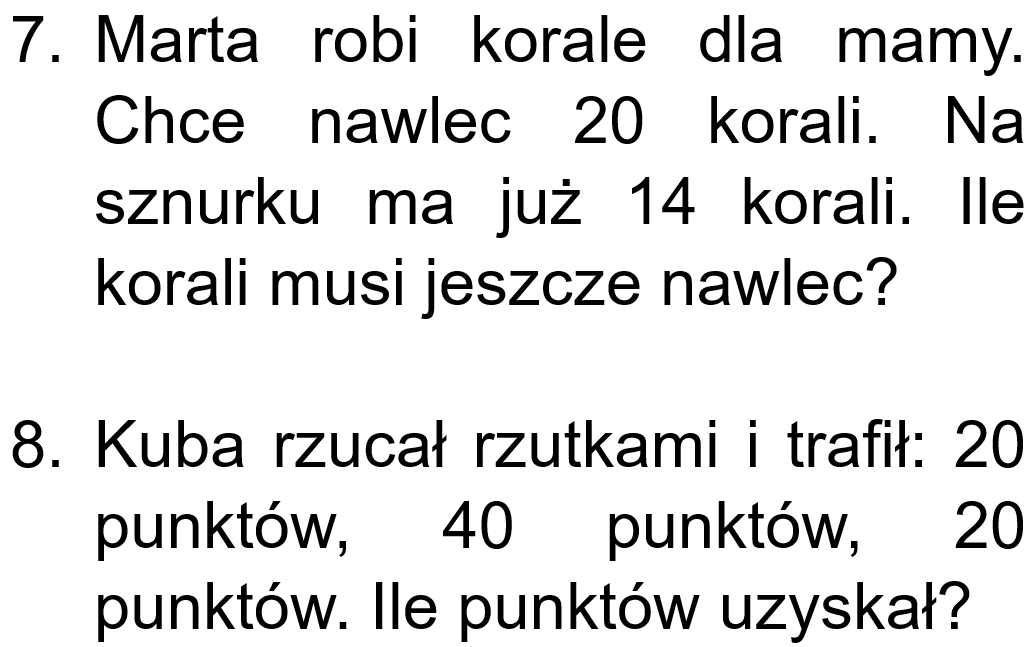 Zadania tekstowe - powtórka na sprawdzian Sprawdzian Zadania Tekstowe Klasa 2