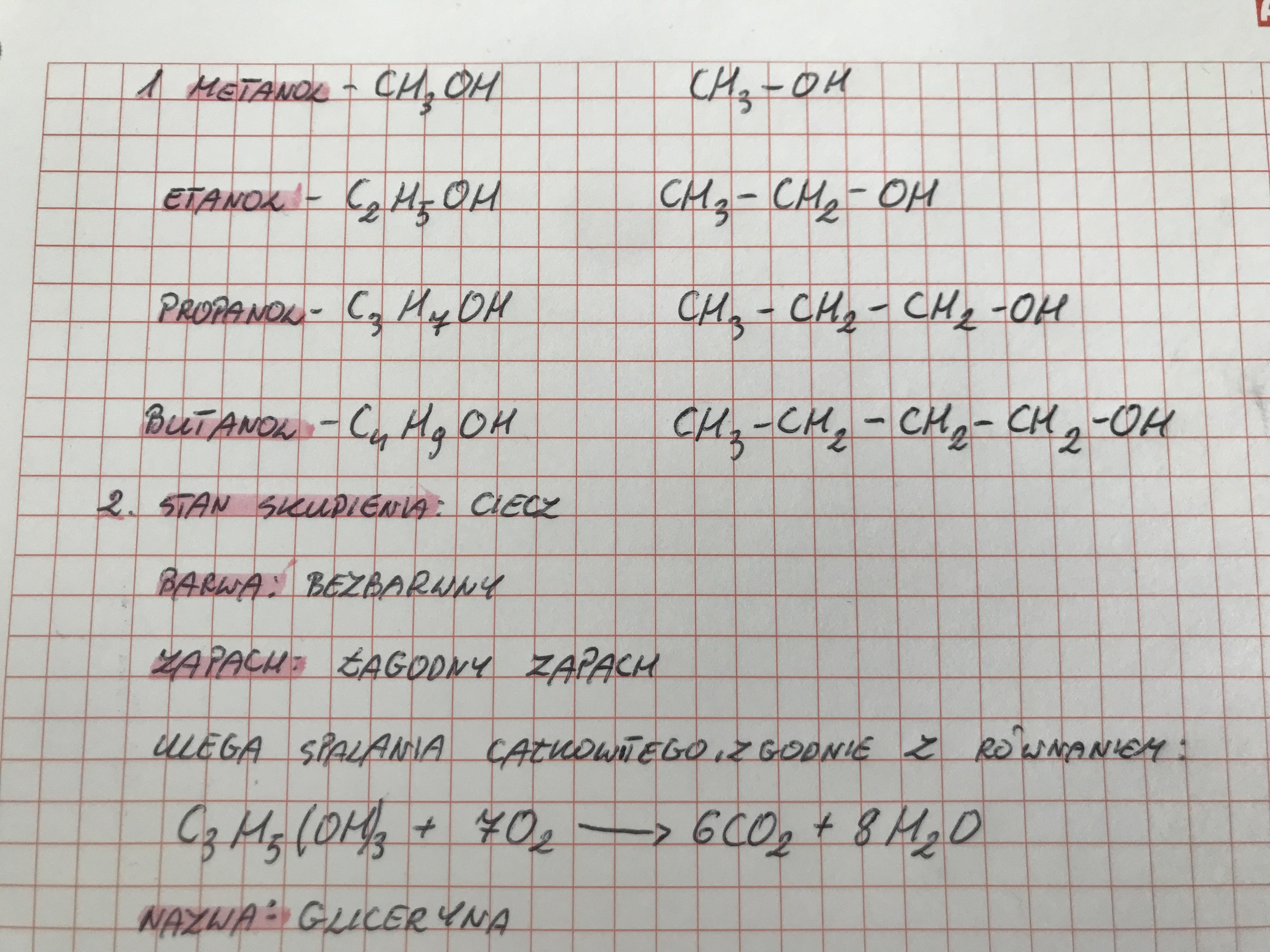 zadania z chemii klasa 8 alkohole - Brainly.pl Test Chemia Klasa 8 Alkohole