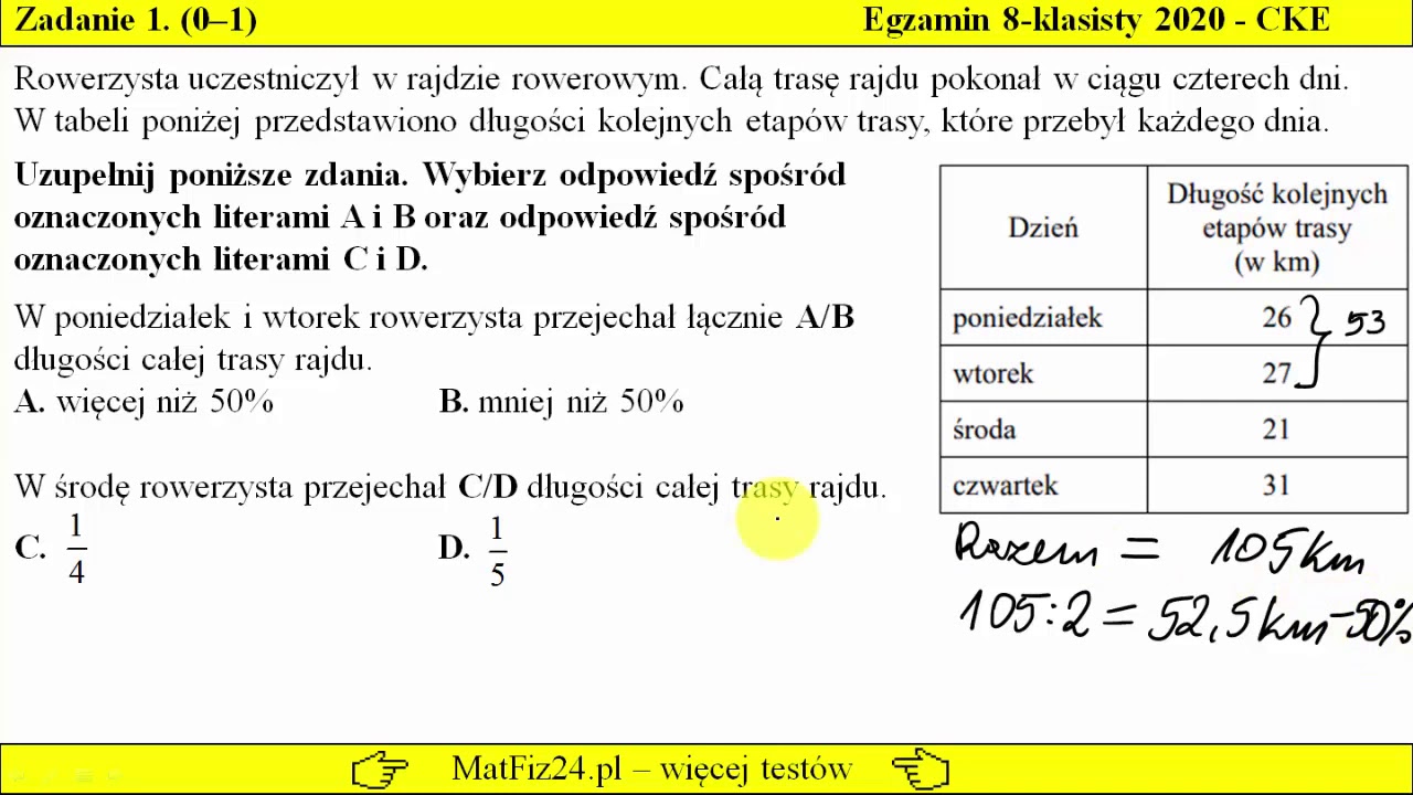 Zadanie 1. Procenty na egzaminie ósmoklasisty 2020 matematyka. - YouTube Ile Maksymalnie Można Zdobyć Punktów Na Egzaminie Osmoklasisty