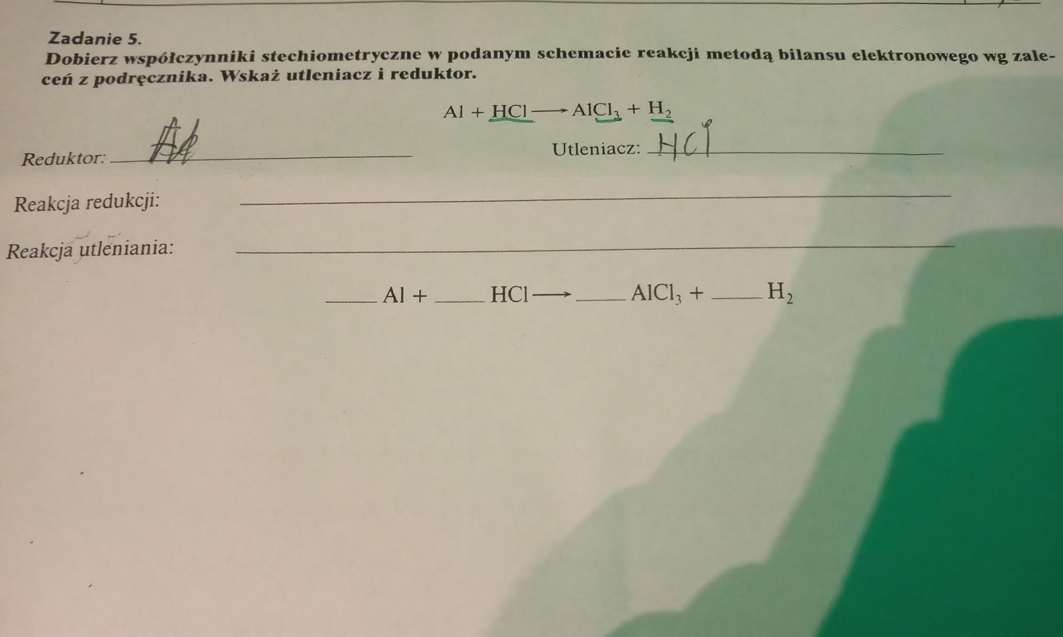 Zadanie 5. Dobierz współczynniki stechiometryczne w podanym schemacie Dobierz Współczynniki Stechiometryczne W Równaniach Reakcji