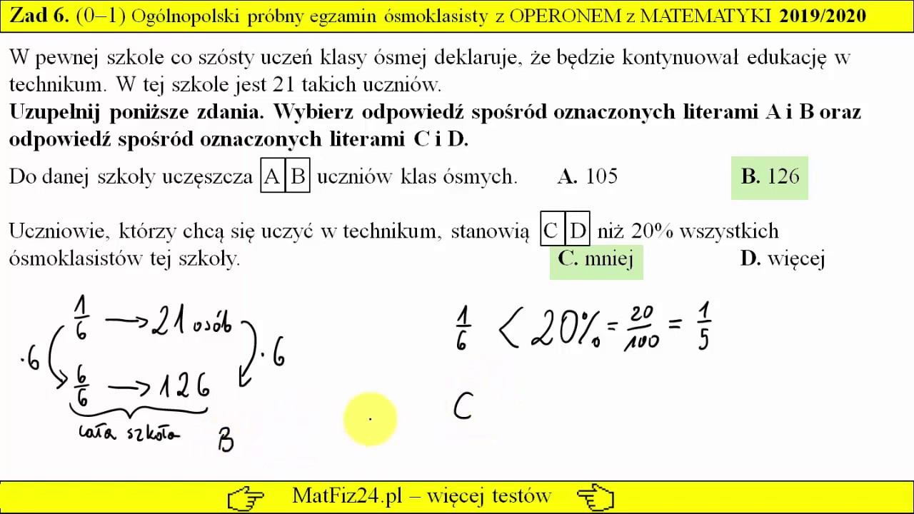 Zadanie 6. Egzamin ósmoklasisty z OPERONEM z matematyki 2019-2020 Popatrz Na Wzór I Zamień Pozostałe Zdania