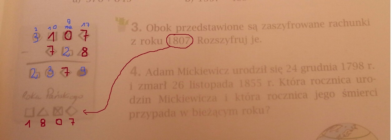 Obok Przedstawione Sa Zaszyfrowane Rachunki Z Roku 1807 Rozszyfruj Je