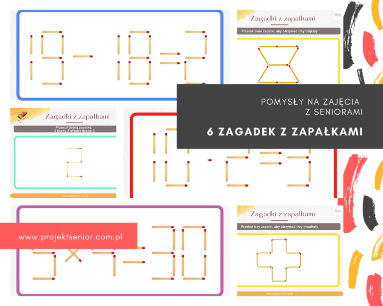 Zagadki z zapałkami + odpowiedzi - karty PDF do druku - Projekt Senior Przelz Jedna Zagadki Z Zapalkami