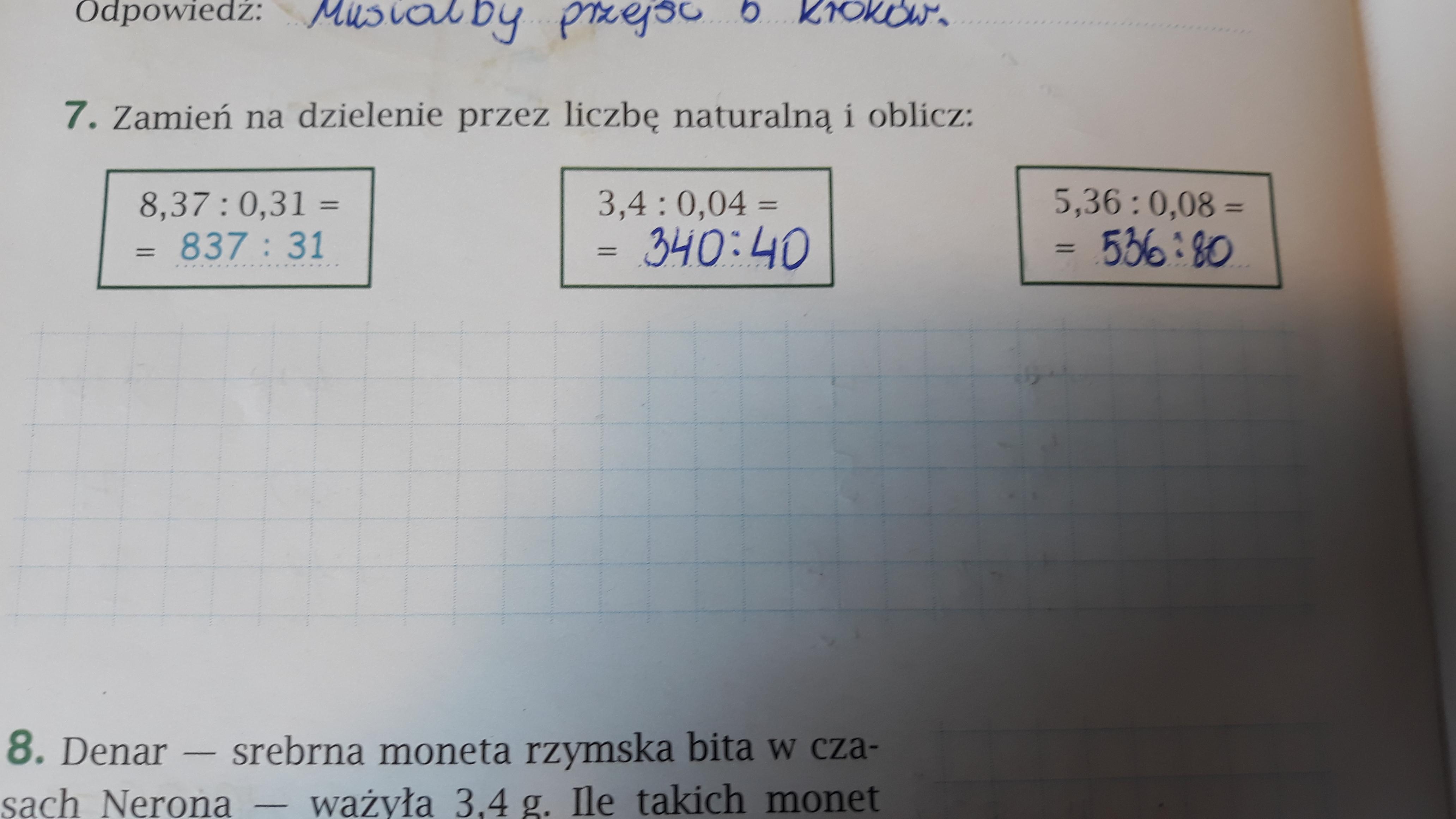 Zamień Na Dzielenie Przez Liczbę Naturalną I Oblicz Pisemnie