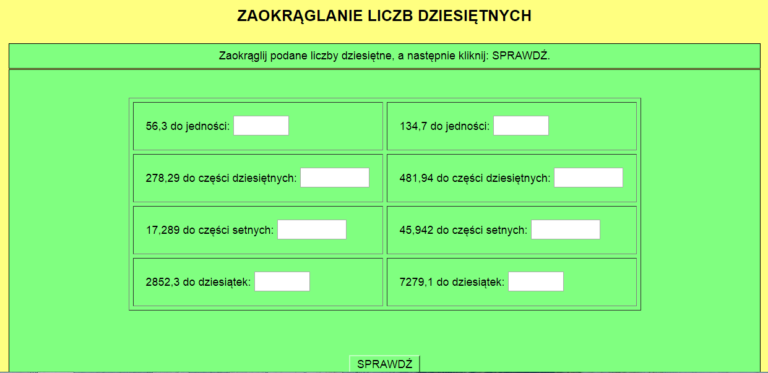 Zaokrąglanie liczb | MATEMATYKA W PODSTAWÓWCE Podane Liczby Zaokrąglij Do Jedności Do Części Dziesiętnych