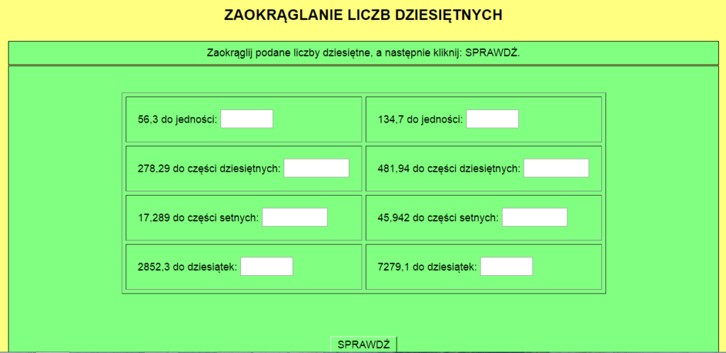 Zaokrąglanie liczb | MATEMATYKA W PODSTAWÓWCE Kartkówka Z Zaokrąglania Liczb Klasa 6